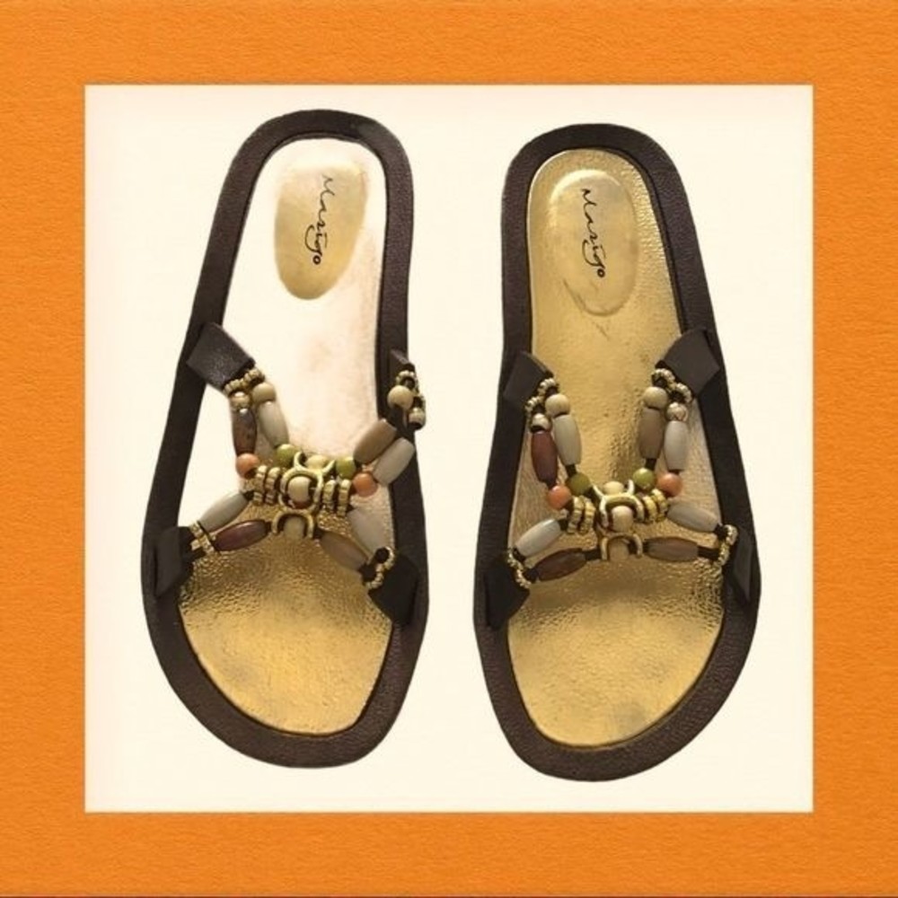MASIGO Sandals Beaded Slip On Size Med